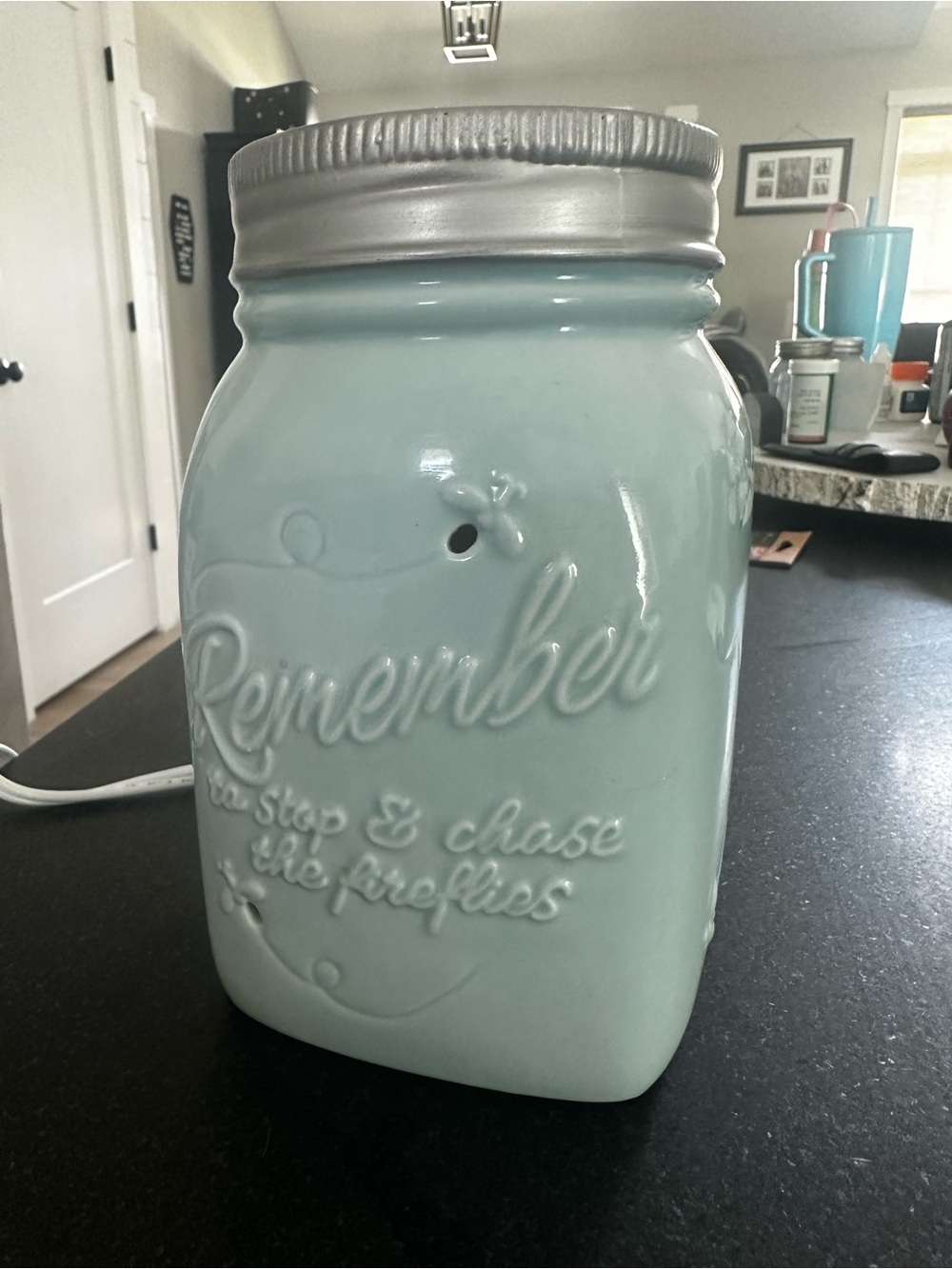 Light Blue Ceramic Mason Jar Warmer by scentsy
